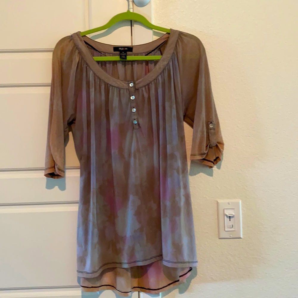 Gray see through Style & Co top